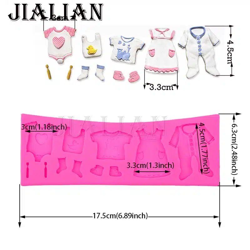 HOT Selling Pop 3D Baby Clothes Shower DIY Silicone Mould Fondant Kitchen Cake Decorating Mold for Chocolate Baking Tools T0534 14