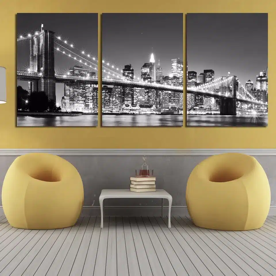 3 Piece Hot Sell Modern wall Painting New York Brooklyn bridge Home wedding Decorative Modular Picture Print on Canvas no framed 41