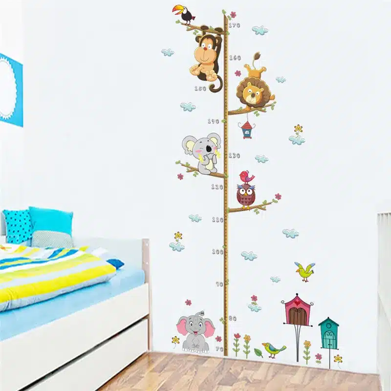 % Jungle Animals Lion Monkey Owl Height Measure Wall Sticker For Kids Rooms Growth Chart Nursery Room Decor Wall Decals Art 5