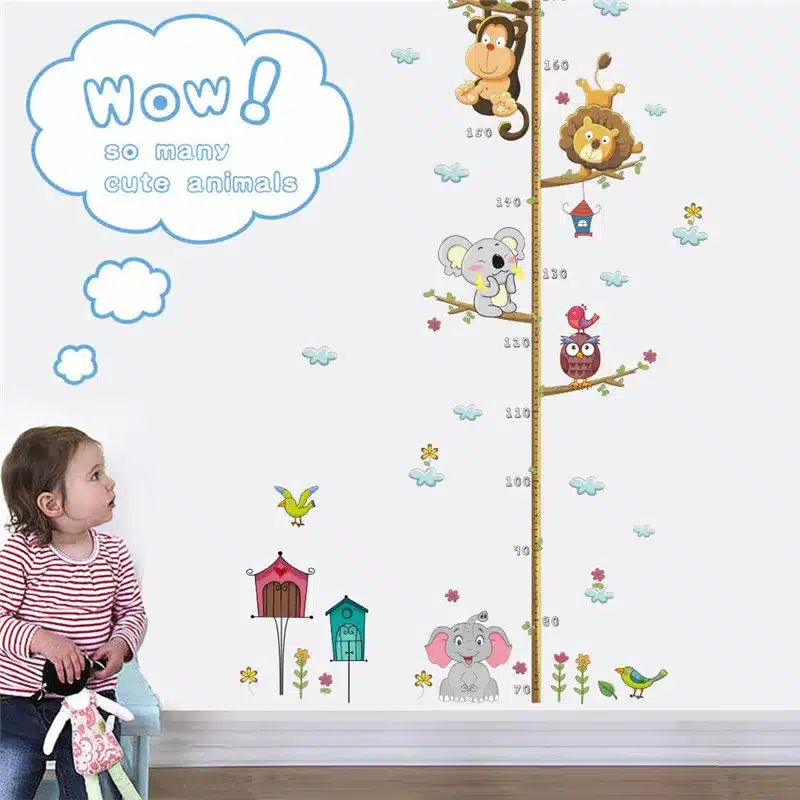 % Jungle Animals Lion Monkey Owl Height Measure Wall Sticker For Kids Rooms Growth Chart Nursery Room Decor Wall Decals Art 6
