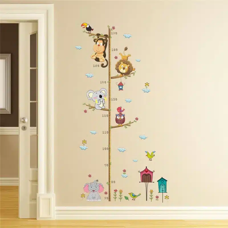 % Jungle Animals Lion Monkey Owl Height Measure Wall Sticker For Kids Rooms Growth Chart Nursery Room Decor Wall Decals Art 7