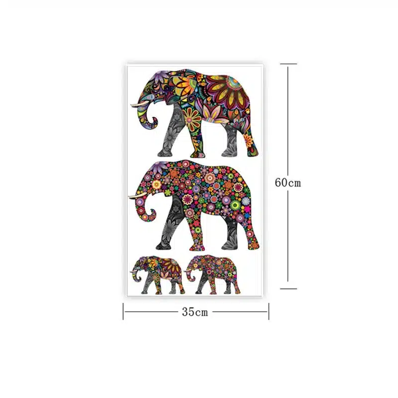 Elephant Flower pattern Wall Sticker Removable Decal Home Decor Wallpaper Ethnic Unique style PVC Living Room Decor 2016 Newest 18