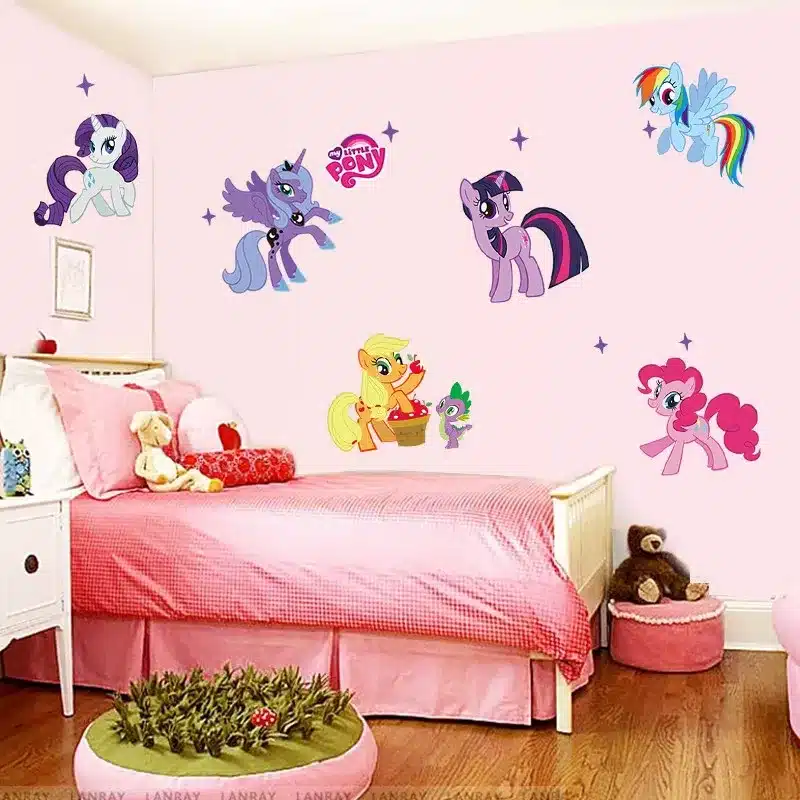 Lovely Cartoon Wall Stickers for Kids Rooms Wall Decals Girls Children Nursery Baby Room Decor Wallpaper Mural Gift 2