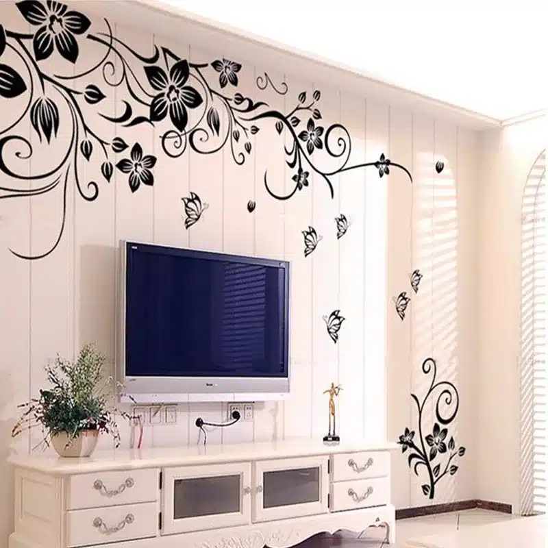 Hot DIY Wall Art Decal Decoration Fashion Romantic Flower Wall Sticker/ Wall Stickers Home Decor 3D Wallpaper Free Shipping 16