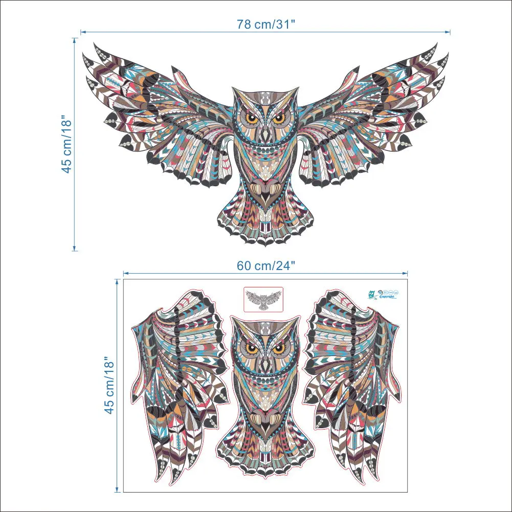 Removable COLORFUL Owl Kids Nursery Rooms Decorations Wall Decals Birds Flying Animal Vinyl Wall Stickers Self Adhesive Decor 1