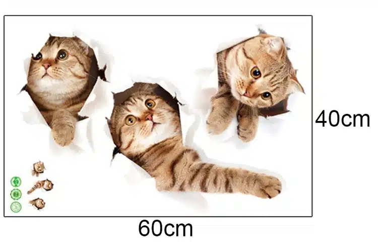 3D Cat Wall Sticker Hole View Vivid Living Room Home Decor Wall Decals Cat Wall Sticker Cute Cat poster Sticker Free shipping 1