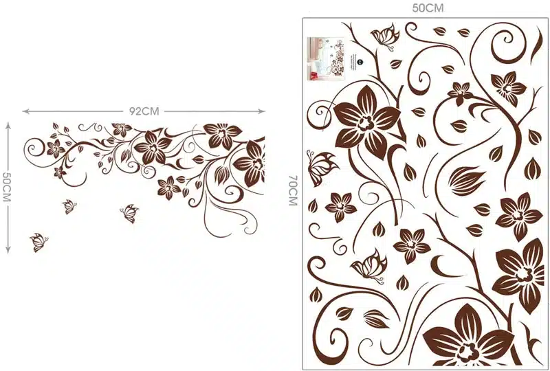 [Fundecor] sticker on the fridge black butterfly vine flower wall stickers kitchen decoration decals on the furniture 22