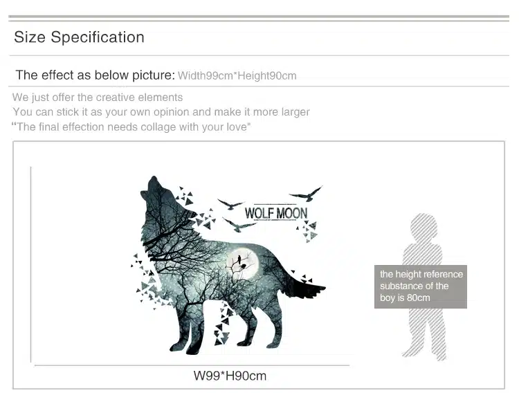 [SHIJUEHEZI] Wolf Moon Wall Stickers PVC Material DIY Forest Tree Branch Birds Wall Poster for Kids Rooms Decoration Mural Art 9