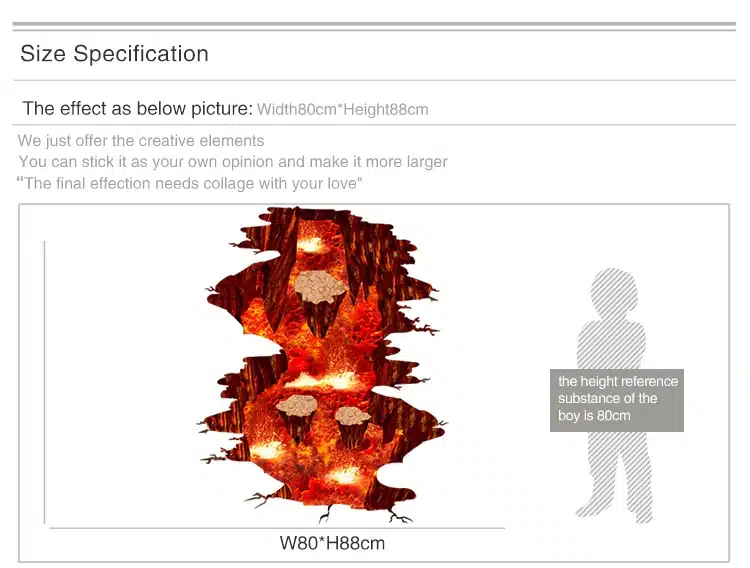 [SHIJUEHEZI] Magma 3D Wall Sticker Home Decor Living Room Bedroom Floor Decoration Removable Vinyl Material Decorative Art 9