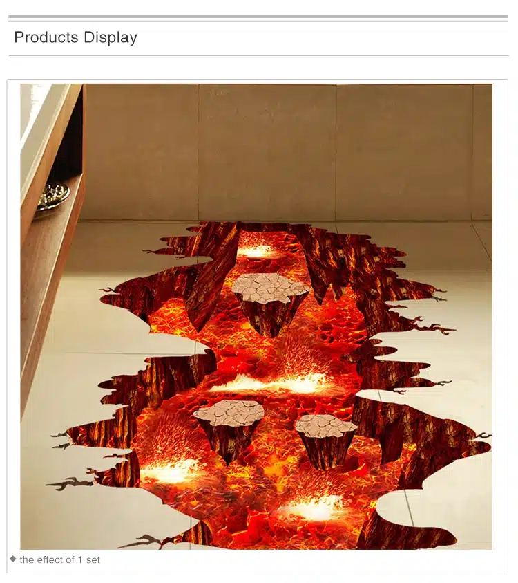 [SHIJUEHEZI] Magma 3D Wall Sticker Home Decor Living Room Bedroom Floor Decoration Removable Vinyl Material Decorative Art 11