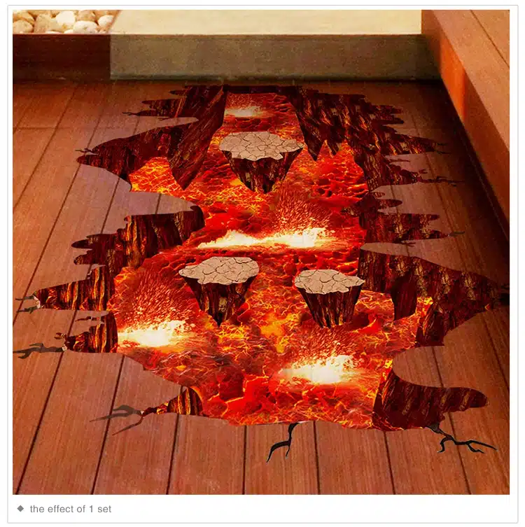 [SHIJUEHEZI] Magma 3D Wall Sticker Home Decor Living Room Bedroom Floor Decoration Removable Vinyl Material Decorative Art 13