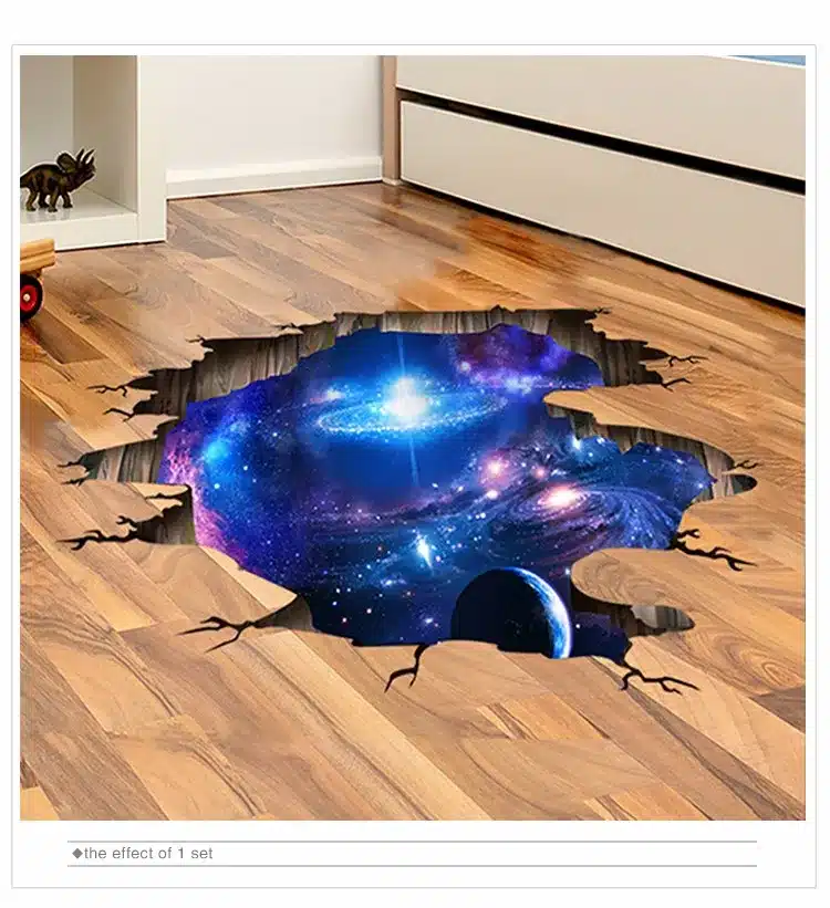 [SHIJUEHEZI] Outer Space 3D Wall Sticker Cosmic Galaxy Wall Decals for Kids Room Floor Decoration Blue Sky Ceiling Stickers 13