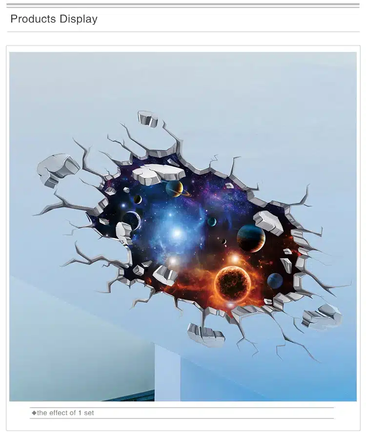 [SHIJUEHEZI] Outer Space 3D Wall Sticker Cosmic Galaxy Wall Decals for Kids Room Floor Decoration Blue Sky Ceiling Stickers 16
