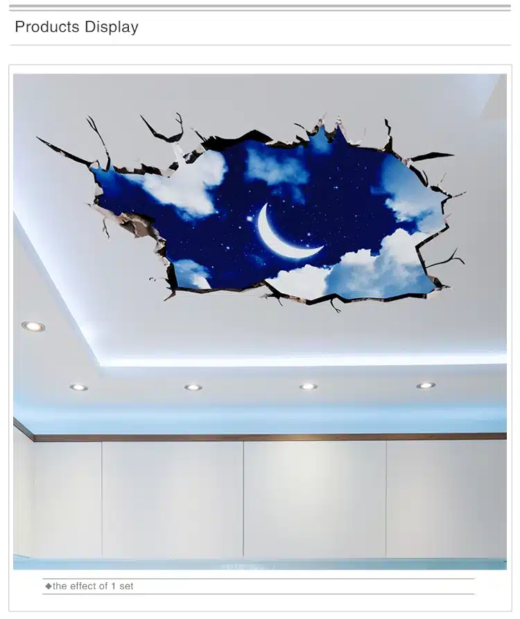 [SHIJUEHEZI] Outer Space 3D Wall Sticker Cosmic Galaxy Wall Decals for Kids Room Floor Decoration Blue Sky Ceiling Stickers 21