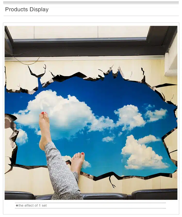 [SHIJUEHEZI] Outer Space 3D Wall Sticker Cosmic Galaxy Wall Decals for Kids Room Floor Decoration Blue Sky Ceiling Stickers 26