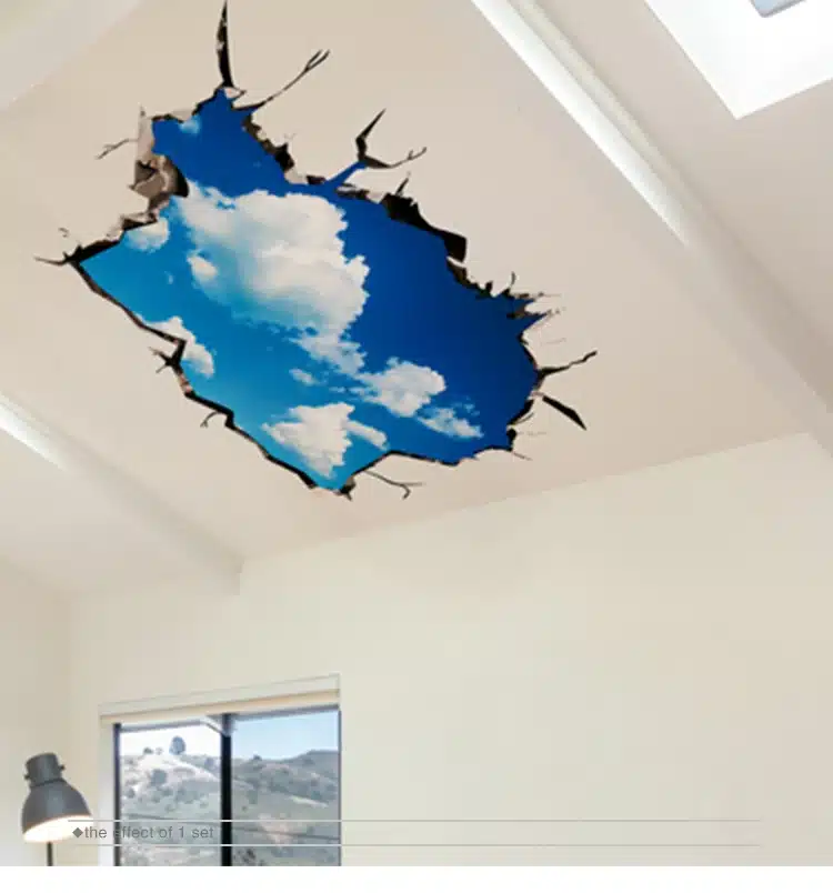 [SHIJUEHEZI] Outer Space 3D Wall Sticker Cosmic Galaxy Wall Decals for Kids Room Floor Decoration Blue Sky Ceiling Stickers 27