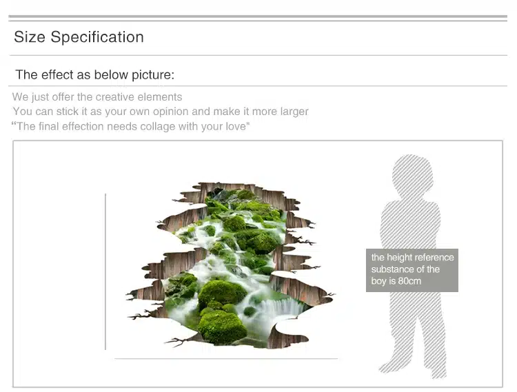 [SHIJUEHEZI] 3D Creek Floor Stickers PVC Material Green Stream Decals for Kids Room Living Room Kitchen Decoration 1