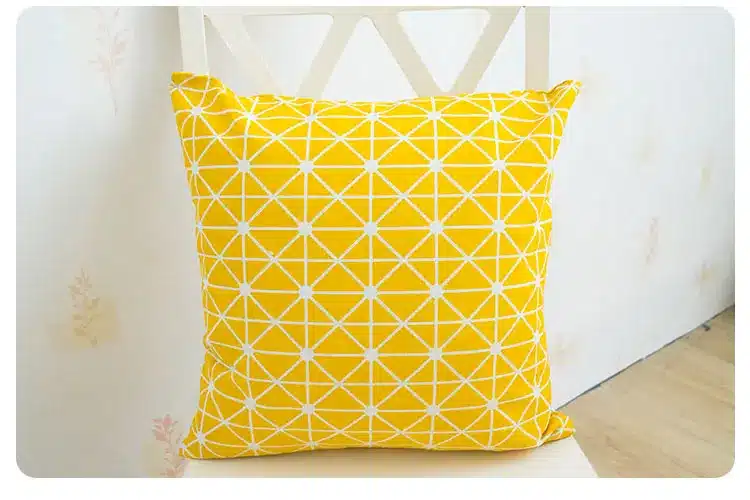 1Pcs 45cm Square Home Decorative Yellow Geometric Cotton Linen Pillow Case Pillow Cover 3