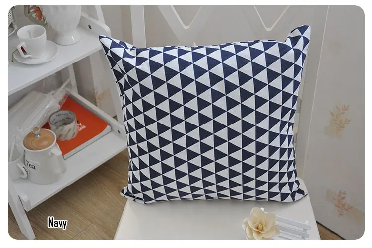 1Pcs 45cm Square Home Decorative Yellow Geometric Cotton Linen Pillow Case Pillow Cover 7
