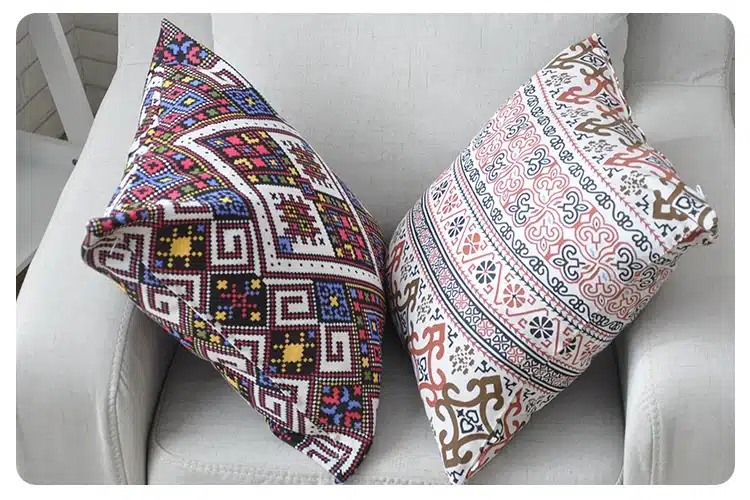 1Pcs 45cm Square Home Decorative Yellow Geometric Cotton Linen Pillow Case Pillow Cover 17