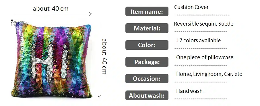 Rainbow Color Cushion Cover Pillowcase Reversible Sequin Mermaid Pillow Color Changing Throw Pillow Case Cover Sofa Home Decor 14