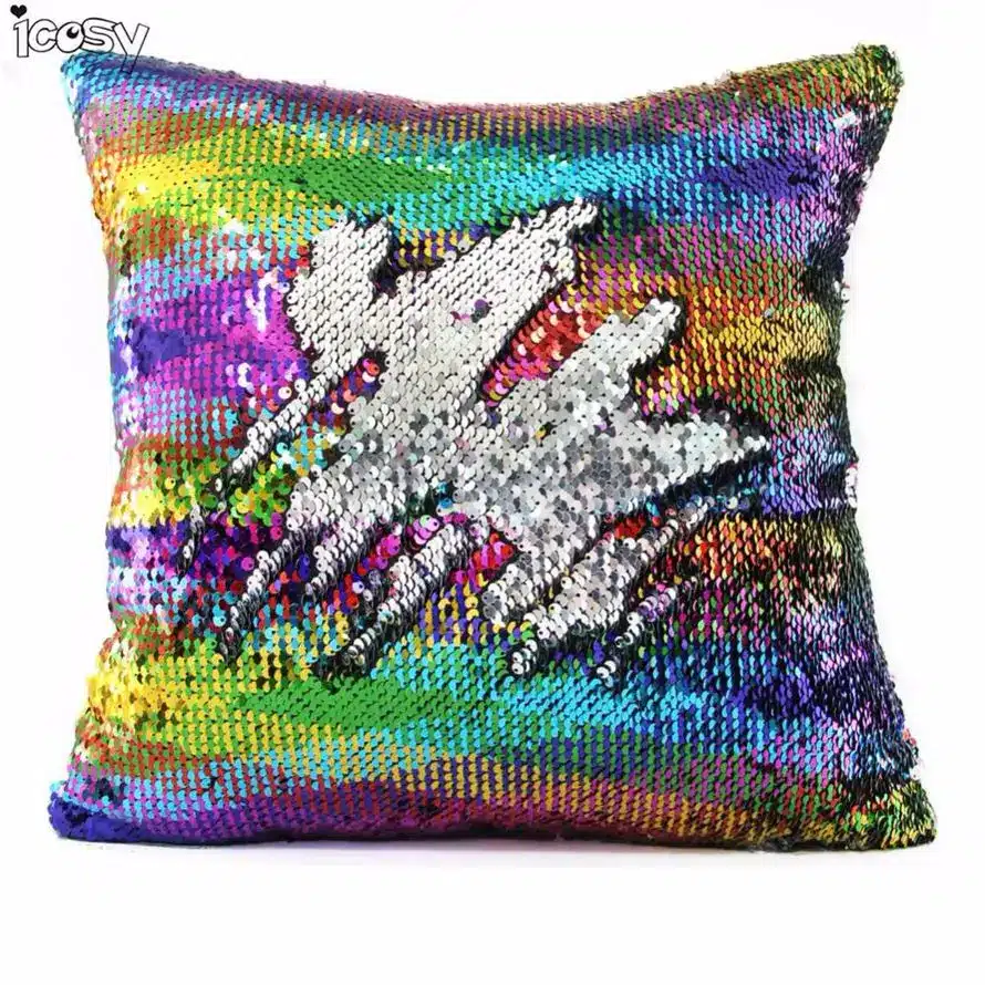 Rainbow Color Cushion Cover Pillowcase Reversible Sequin Mermaid Pillow Color Changing Throw Pillow Case Cover Sofa Home Decor 17