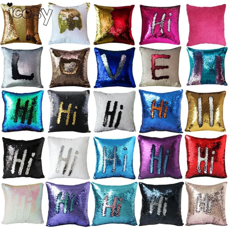 Rainbow Color Cushion Cover Pillowcase Reversible Sequin Mermaid Pillow Color Changing Throw Pillow Case Cover Sofa Home Decor 21