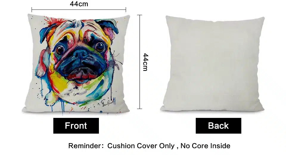 Miracille Square 18" French Bulldog Printed Decorative Sofa Throw Cushion Pillows Pets Dogs Outdoor Living Room Decor 11