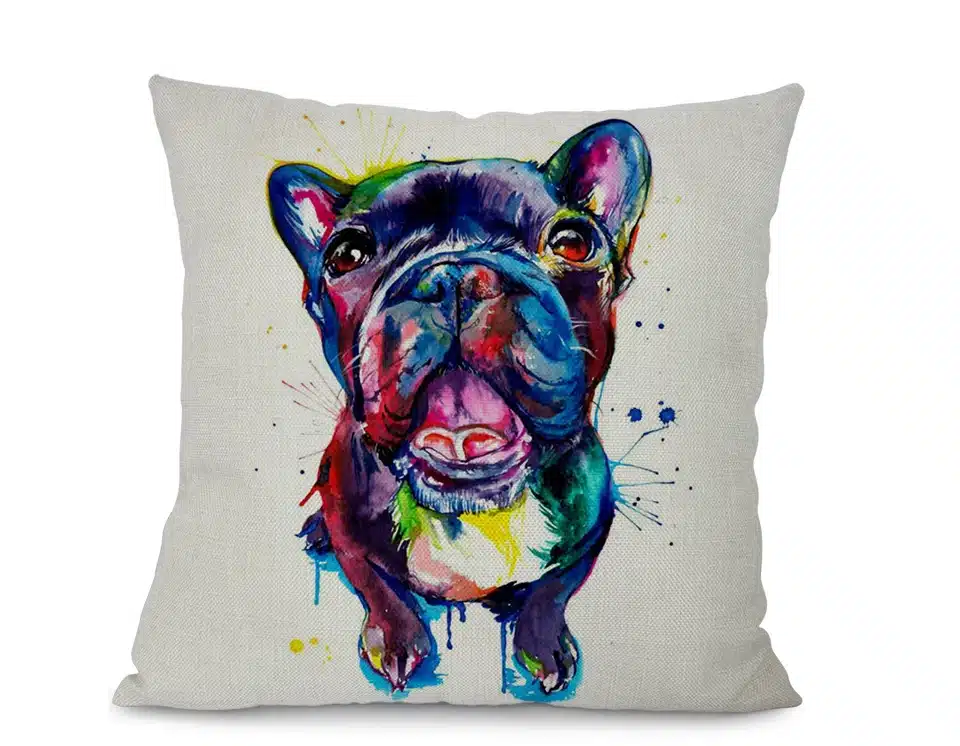 Miracille Square 18" French Bulldog Printed Decorative Sofa Throw Cushion Pillows Pets Dogs Outdoor Living Room Decor 14