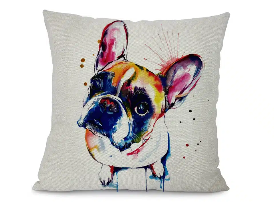 Miracille Square 18" French Bulldog Printed Decorative Sofa Throw Cushion Pillows Pets Dogs Outdoor Living Room Decor 17