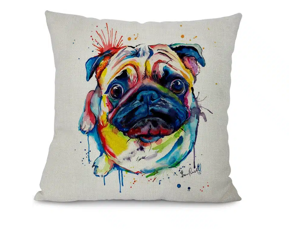 Miracille Square 18" French Bulldog Printed Decorative Sofa Throw Cushion Pillows Pets Dogs Outdoor Living Room Decor 19