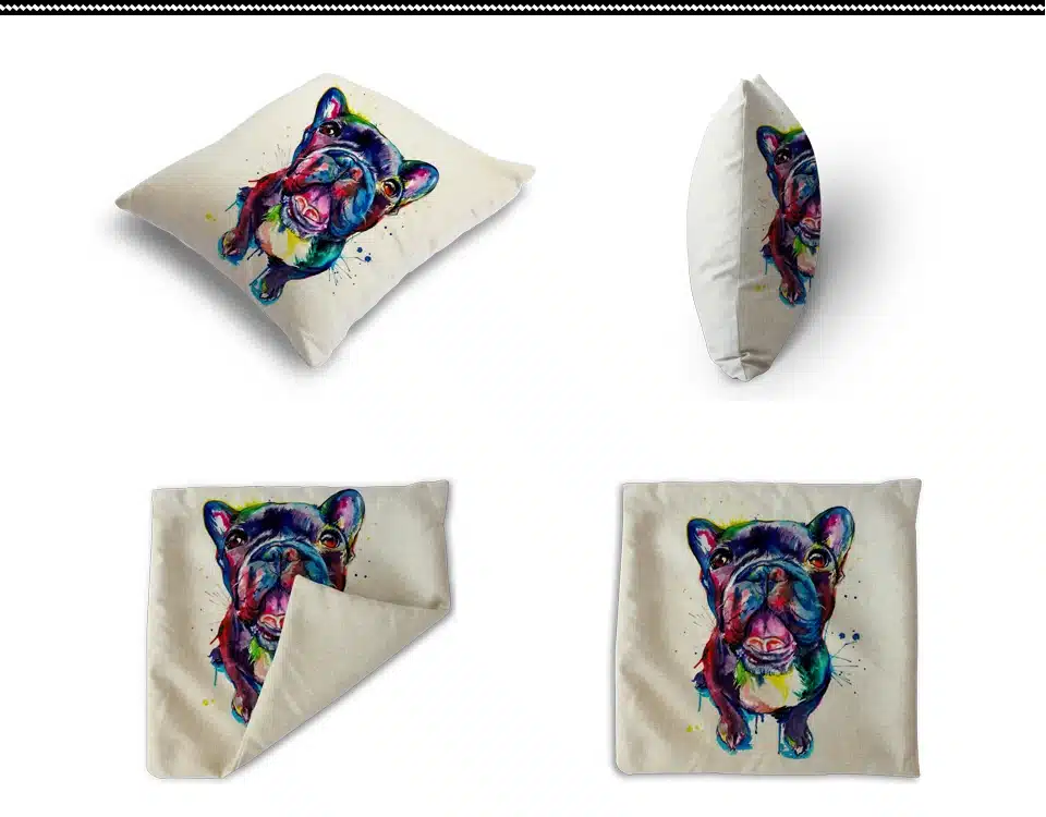 Miracille Square 18" French Bulldog Printed Decorative Sofa Throw Cushion Pillows Pets Dogs Outdoor Living Room Decor 20