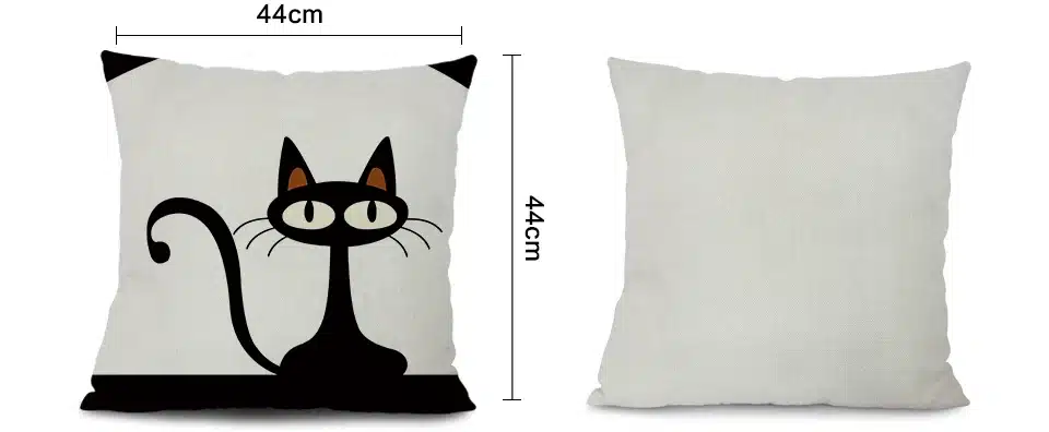 Miracille Square Cotton Linen Black Climbing Cat Animals Printed Decorative Throw Pillows Home Decor Cushion For Sofas No Core 12