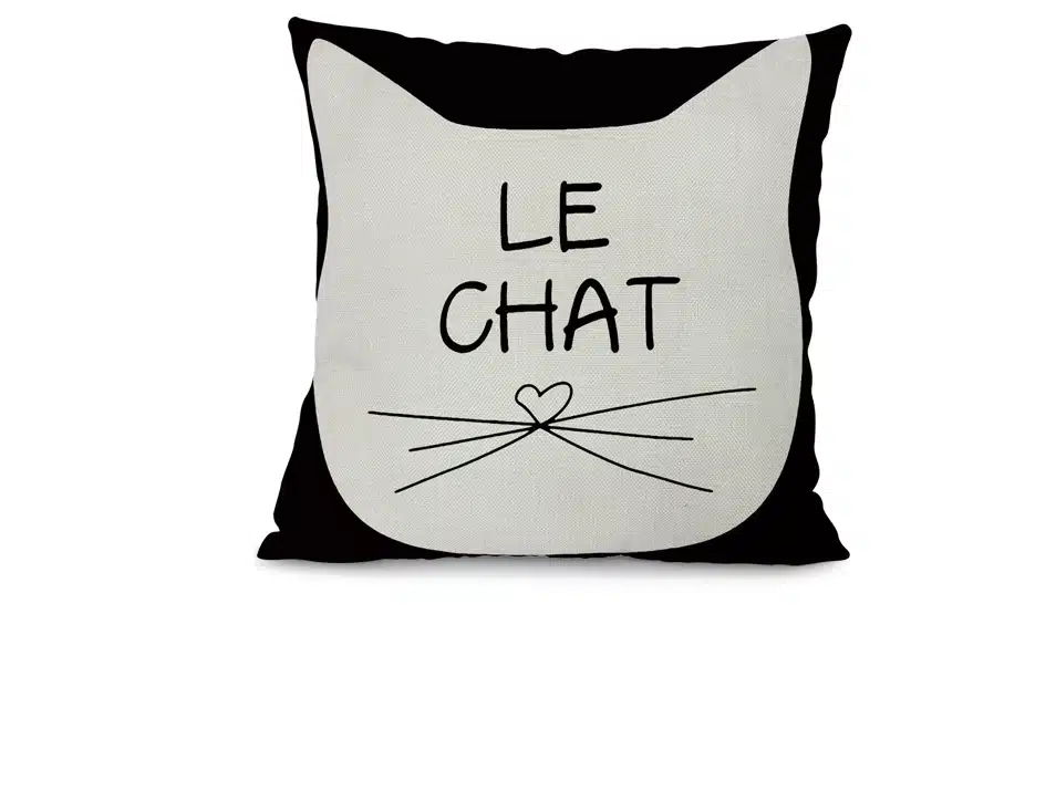 Miracille Square Cotton Linen Black Climbing Cat Animals Printed Decorative Throw Pillows Home Decor Cushion For Sofas No Core 18