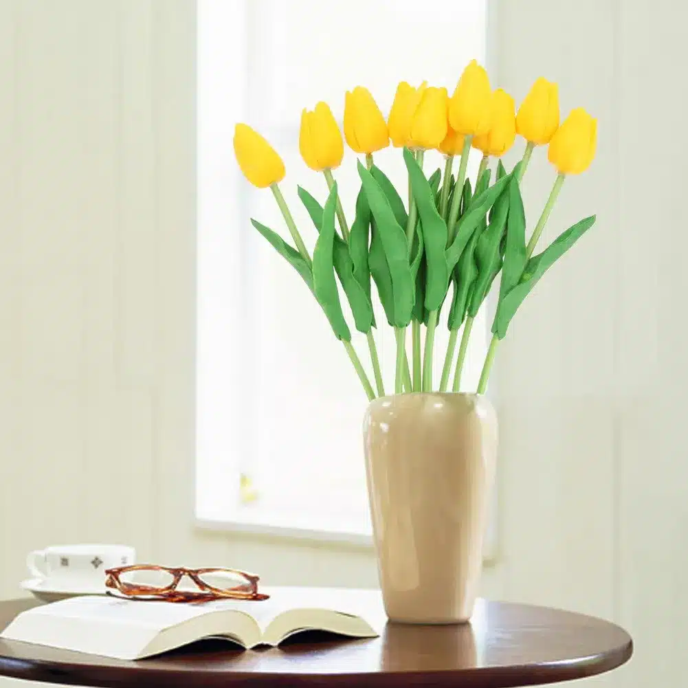 10pcs Artificial Tulip Flowers Wedding Decoration PU Leather Tulip Flower Bouquet for Wedding Party Decoration Decorative Flower 14