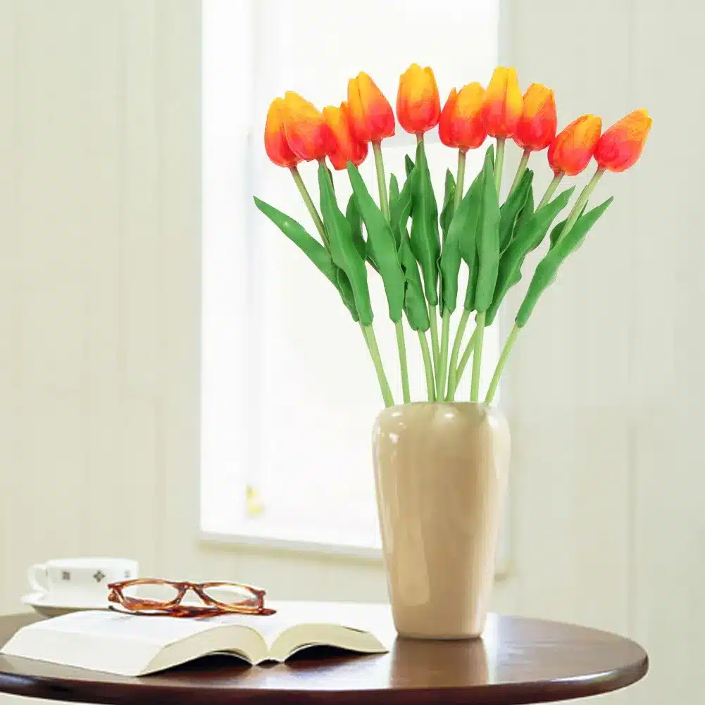 10pcs Artificial Tulip Flowers Wedding Decoration PU Leather Tulip Flower Bouquet for Wedding Party Decoration Decorative Flower 15