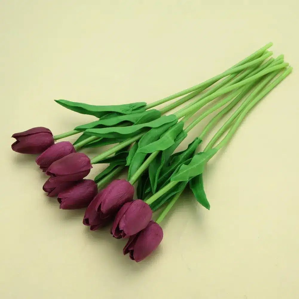 10pcs Artificial Tulip Flowers Wedding Decoration PU Leather Tulip Flower Bouquet for Wedding Party Decoration Decorative Flower 18
