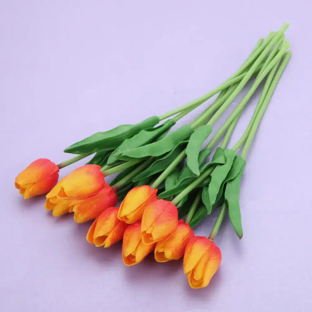 10pcs Artificial Tulip Flowers Wedding Decoration PU Leather Tulip Flower Bouquet for Wedding Party Decoration Decorative Flower 20