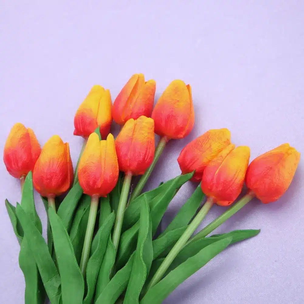 10pcs Artificial Tulip Flowers Wedding Decoration PU Leather Tulip Flower Bouquet for Wedding Party Decoration Decorative Flower 21