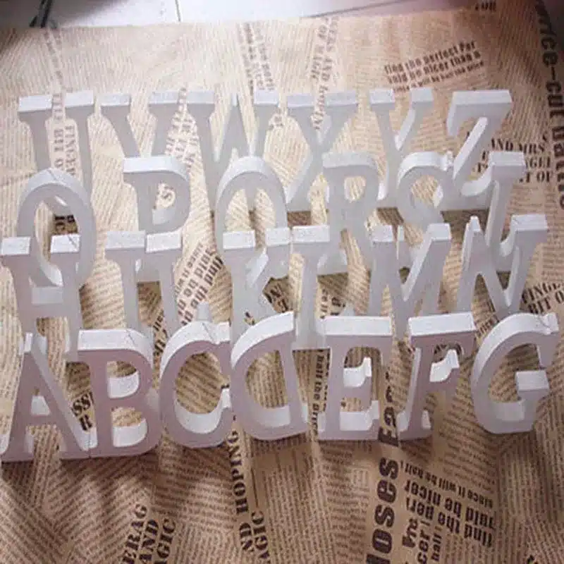 Hot Sale Wedding Decorations PVC Letters White Wooden Alphabet Decorative Crafts Romantic Home Birthday Party Event Supplies 12