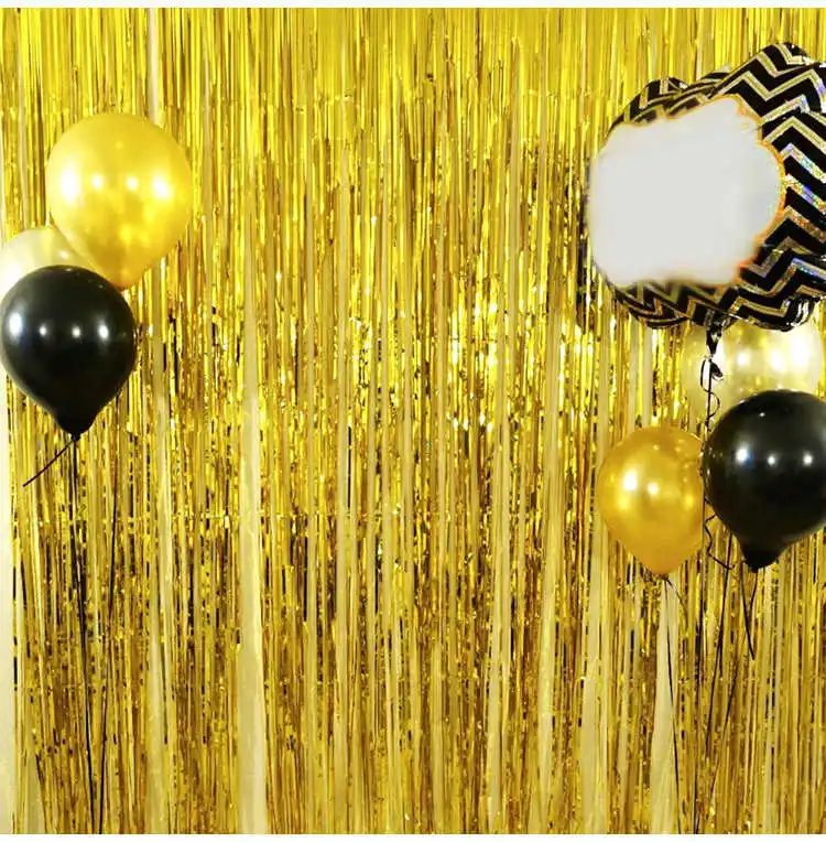 FENGRISE 1x2 Meters Gold Foil Fringe Tinsel Curtain Tassel Garlands Wedding Photography Backdrop Birthday Party Decoration 10