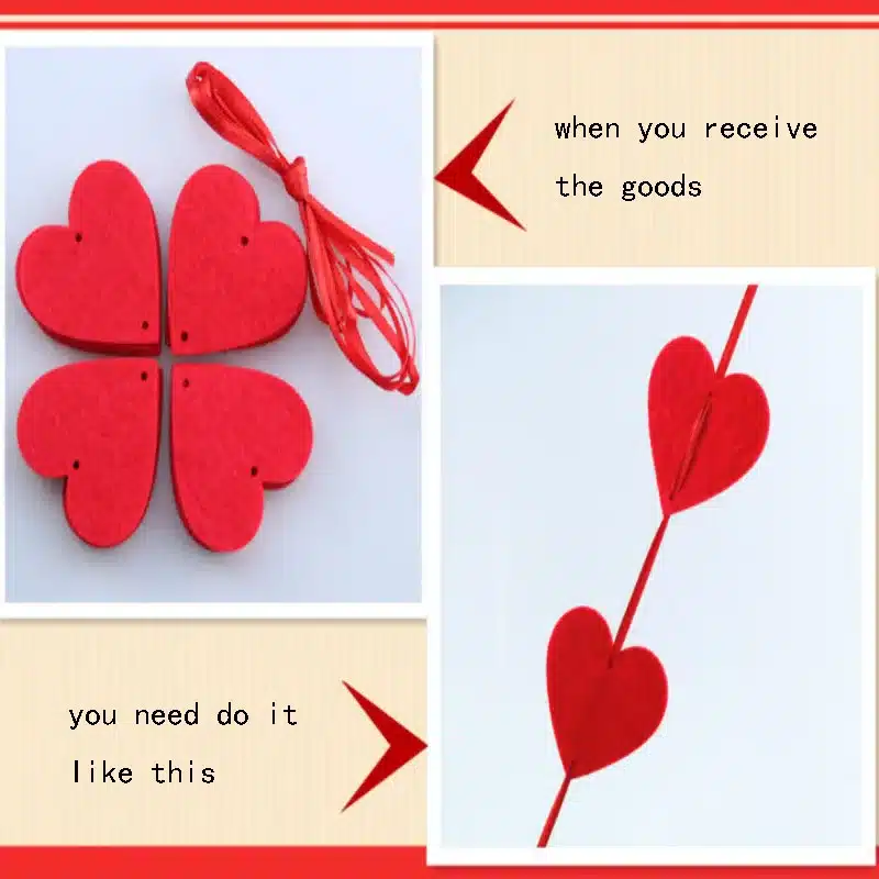 16 Hearts Romantic Wedding Decoration Marriage Room Layout DIY Non-woven Garland Creative Love Heart Curtain Wedding Supplies 6Z 1