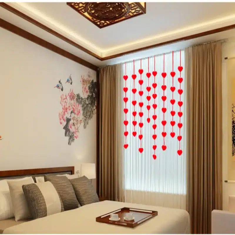 16 Hearts Romantic Wedding Decoration Marriage Room Layout DIY Non-woven Garland Creative Love Heart Curtain Wedding Supplies 6Z 5