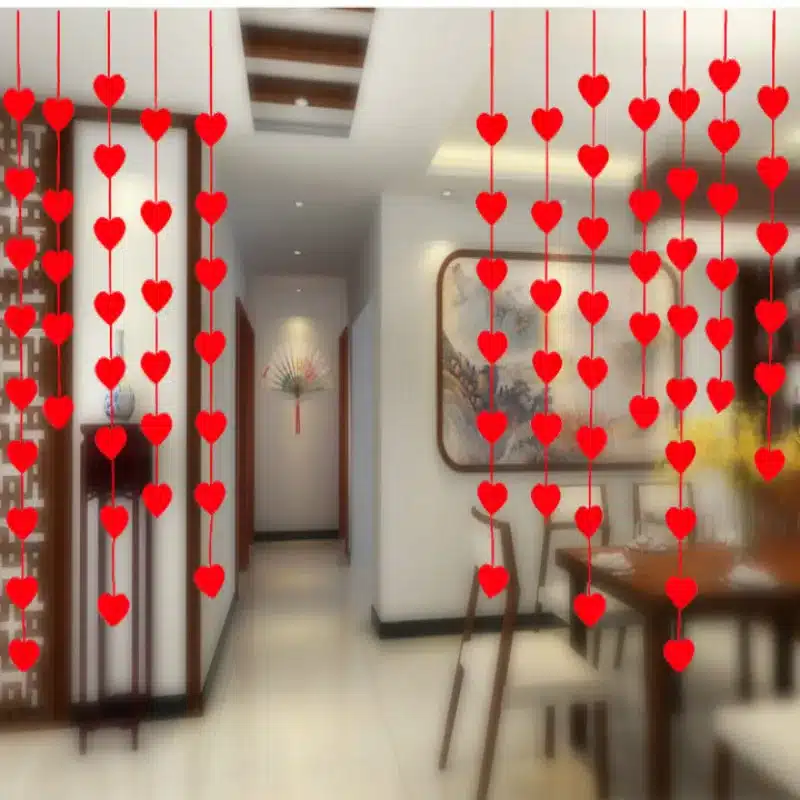 16 Hearts Romantic Wedding Decoration Marriage Room Layout DIY Non-woven Garland Creative Love Heart Curtain Wedding Supplies 6Z 6