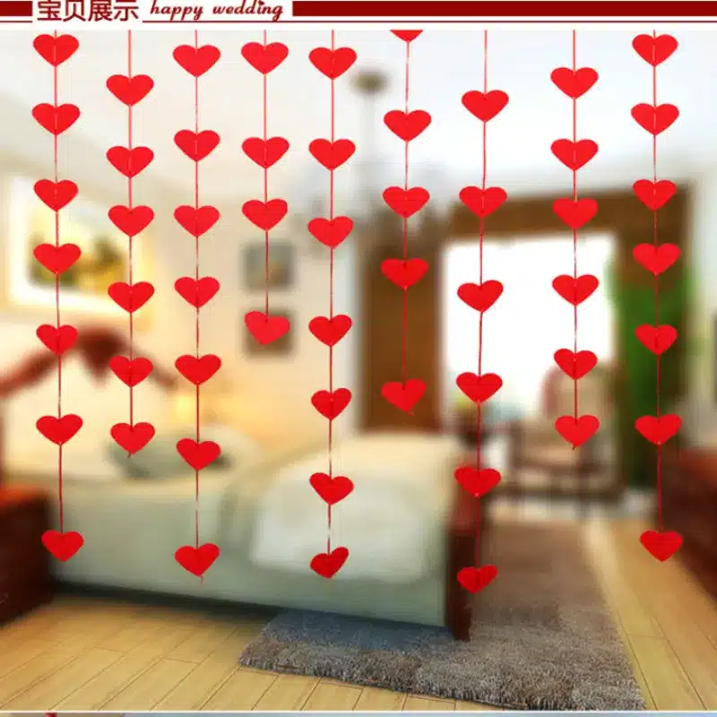 16 Hearts Romantic Wedding Decoration Marriage Room Layout DIY Non-woven Garland Creative Love Heart Curtain Wedding Supplies 6Z 8