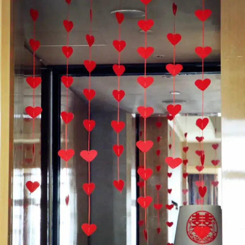 16 Hearts Romantic Wedding Decoration Marriage Room Layout DIY Non-woven Garland Creative Love Heart Curtain Wedding Supplies 6Z 10
