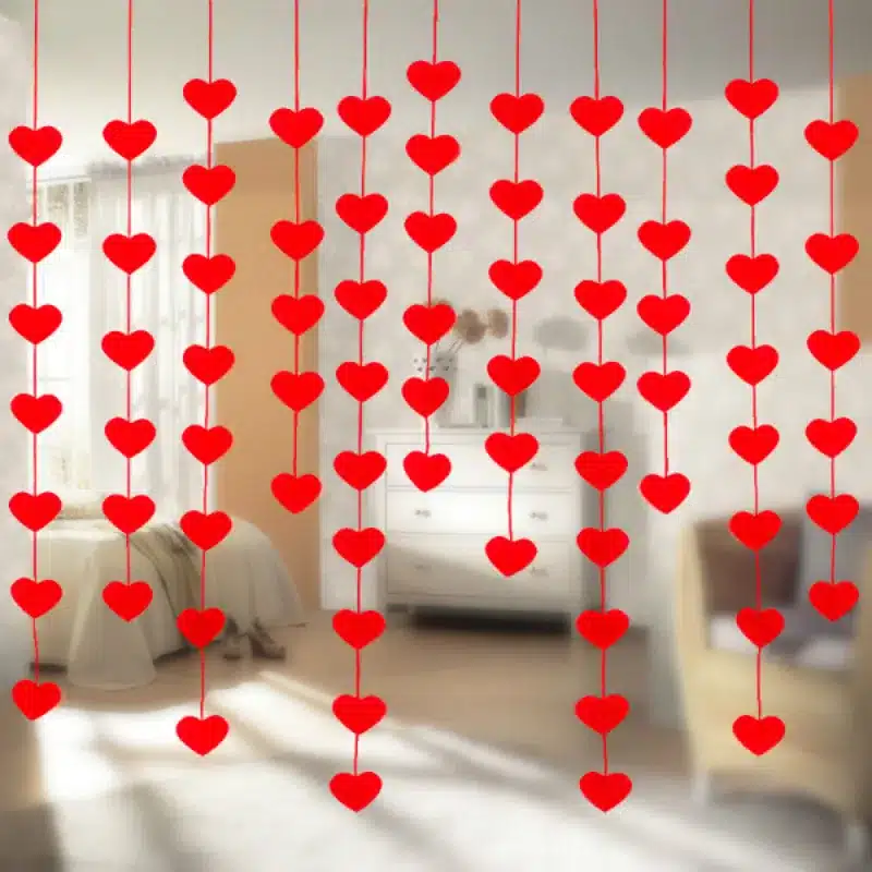16 Hearts Romantic Wedding Decoration Marriage Room Layout DIY Non-woven Garland Creative Love Heart Curtain Wedding Supplies 6Z 12