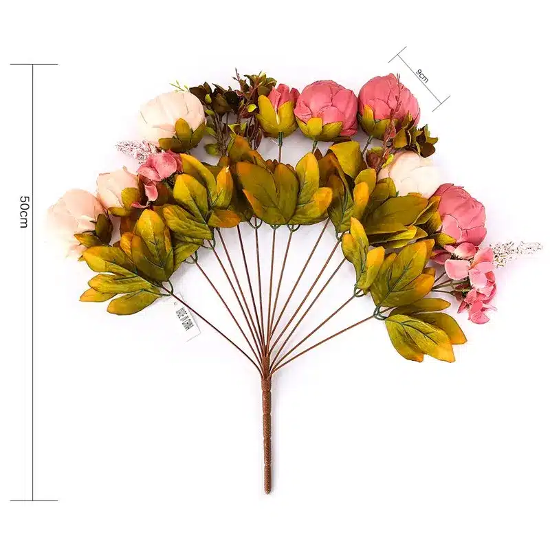 Luyue flowers artificial flowers Vintage European Peony Wedding Silk Artificial Flowers Home Festival Decoration 13 Branches 9