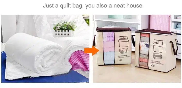 2018 new Non-woven Portable Clothes Storage Bag Organizer 45.5*51*29cm Folding Closet Organizer For Pillow Quilt Blanket Bedding 22
