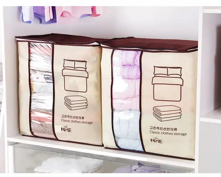 2018 new Non-woven Portable Clothes Storage Bag Organizer 45.5*51*29cm Folding Closet Organizer For Pillow Quilt Blanket Bedding 25